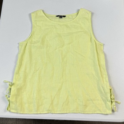 Charlie B Key Lime Side Tie Sleeveless Top Womens M Medium Linen