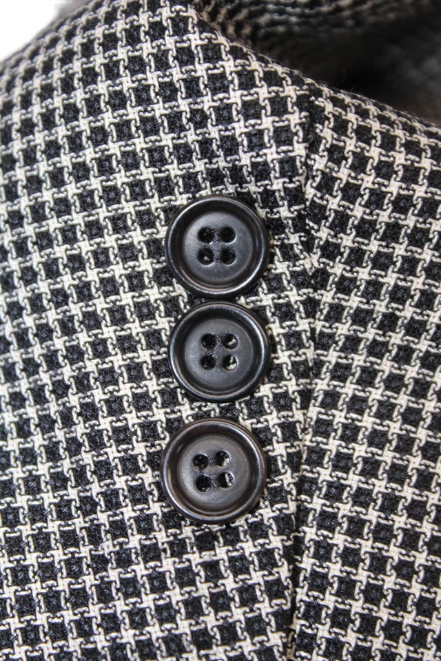 Blazer E. Thomas Para Hombres Mezcla Seda Dos Botones Negro Blanco Talla 41 Regular Foto 4 de 4