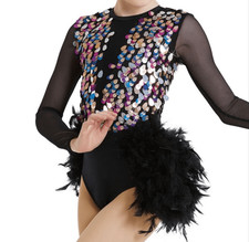 Weissman Sequin Leotard With Feather Skirt - US Size Medium Child MC Style 118