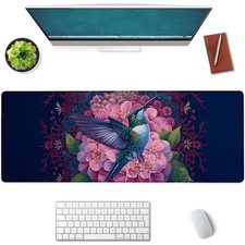 Floral and Hummingbird Large Mouse Pad, Gaming Mouse Pad, Keyboard Mat, Non-S...