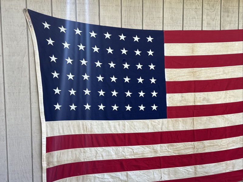 Original Huge Bull Dog Bunting 6x10 FT American Flag 48 Stars WW2 DETTRA’s Flags
