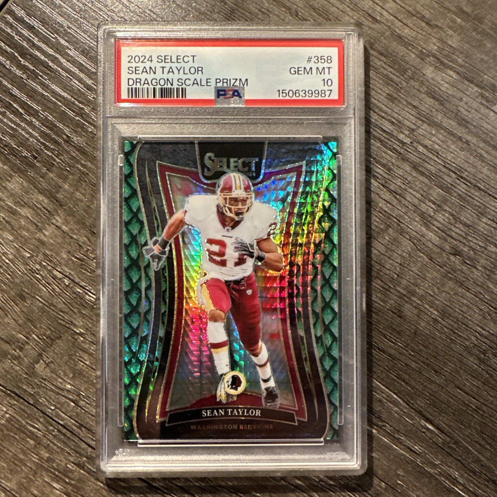 Sean Taylor 2024 Panini Select #358 Dragon Scale Prizm 03/81 PSA 10 Redskins