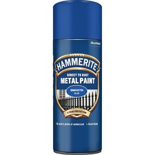Hammerite Smooth Blue Metal Paint 400ml Aerosol for Gates Railings Rust