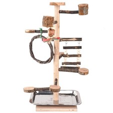 Bird Playground Parrots Play Stand Wood Perches Stand, Bird Gym Playpen Platf...