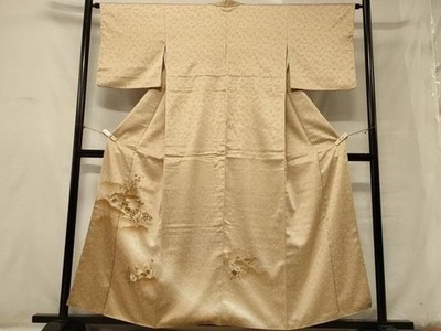 Irotome Homongi Kimono Embroidery Cloud Landscape Flower Pattern Japan Silk