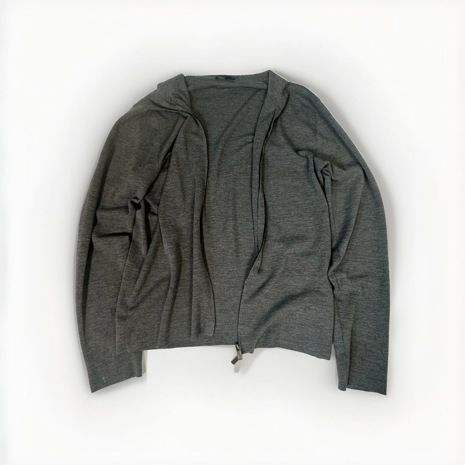 Jil Sander Gray Merino Wool Zip Knit Sweater Cardigan Italy 52 Archive