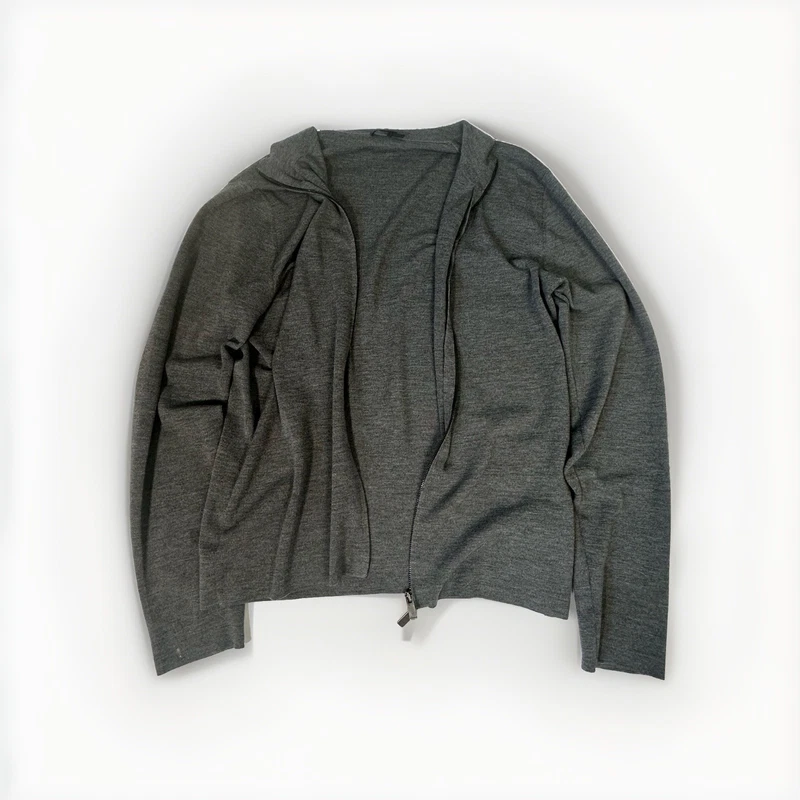 Jil Sander Merino Wool Zip Cardigan Gray Italy