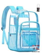 Extra Large Clear Backpack with TSA Lock, Heavy Duty Transparent See Light Blue