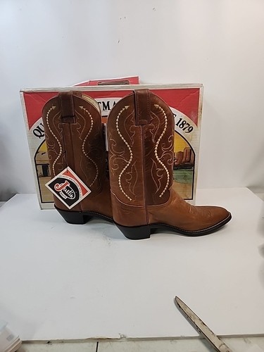 Justin Western Cowboy Boots Women’s 8B Brown Leather L4936 Embroidered Saltillo