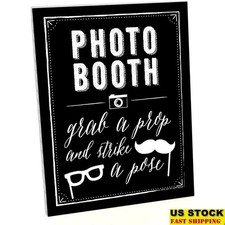 Waterproof Photo Booth Sign Set W/ Stand Perfect Parties Weddings Events New