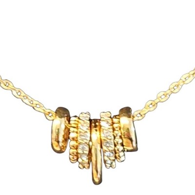 Stella & Dot Gold Tone Stacked Circle Statement Necklace 19'' Lobster Clasp