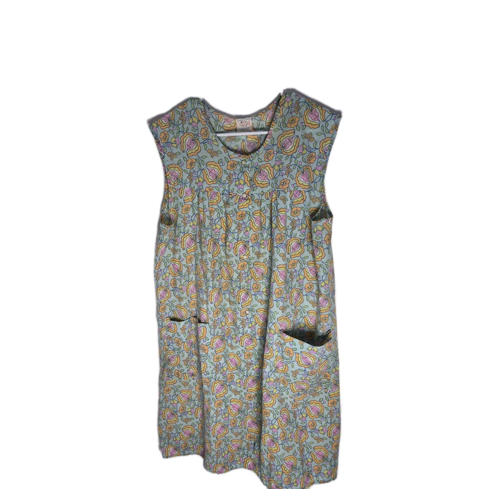 Vtg 70s House Dress Size 1x Mod Groovy Abstract Floral Print