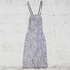 Lulus Gray Floral Lace Halter Ribbon Strap Mini Boho Bridesmaid Dress Size Large