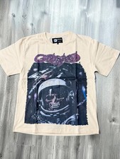 Godspeed Out Of Many One Graphic T-shirt Cream Skull Astronaut Tee Size Medium