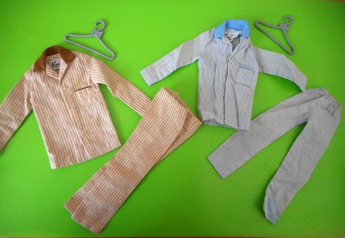 Vintage Barbie 1961 - 1963 KEN SLEEPER SET #781 STRIPED PAJAMAS BLUE & TAN