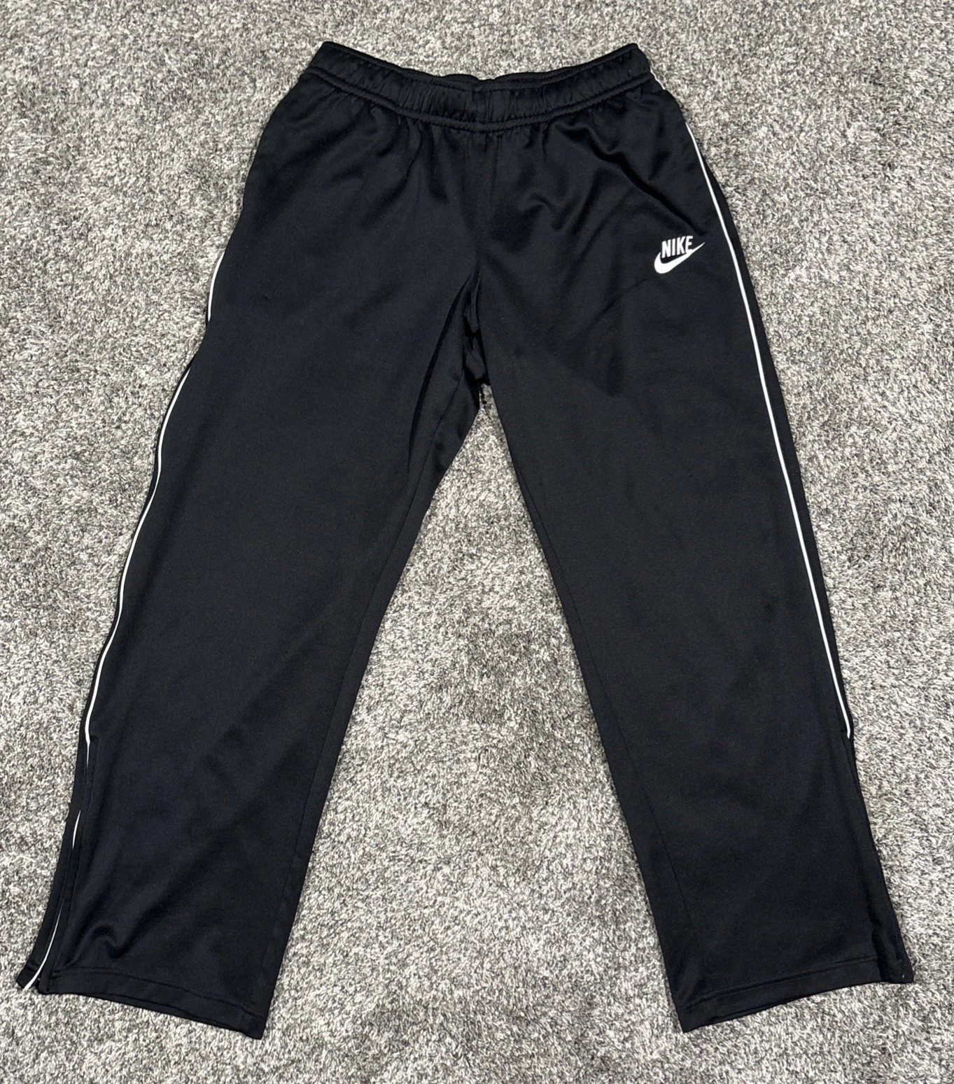 Nike Track Sweatpants Black Lined Baggy Mens Large Grey Tag Vintage Wide Leg