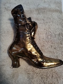 VINTAGE VICTORIAN BRASS LACE UP LADIES BOOT 10 Inch Tall