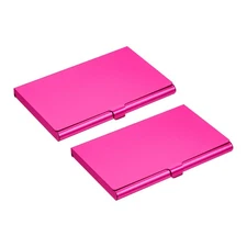 2 Pcs Business Card Holder,for Office, Home,Daily Use (Rose Red,3.66x2.36x0.32")