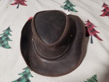 HAT Leather Australian Oiled Outback Aussie Western Cowboy Men Women Bushman ...