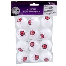 Set of 12 Super Creepy Plastic Eyeballs- Halloween Decorations - Zombie Eyeballs