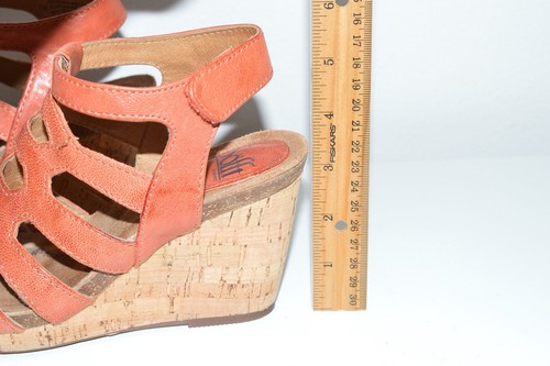 Sofft Chamblee Leather Wedge Sandal Luggage Coral Orange Platform Cork Size 6 - Picture 3 of 7