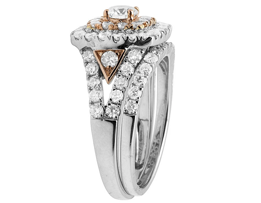 Women's 14K Two-Tone Gold Genuine Diamond Cluster Engagement Ring Wedding Ban... - Image 4 of 4
