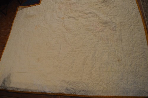 Trapunta vintage cucita a mano marrone scuro, blu, accogliente cabina patchwork, 84 x 84" - Foto 8 di 11
