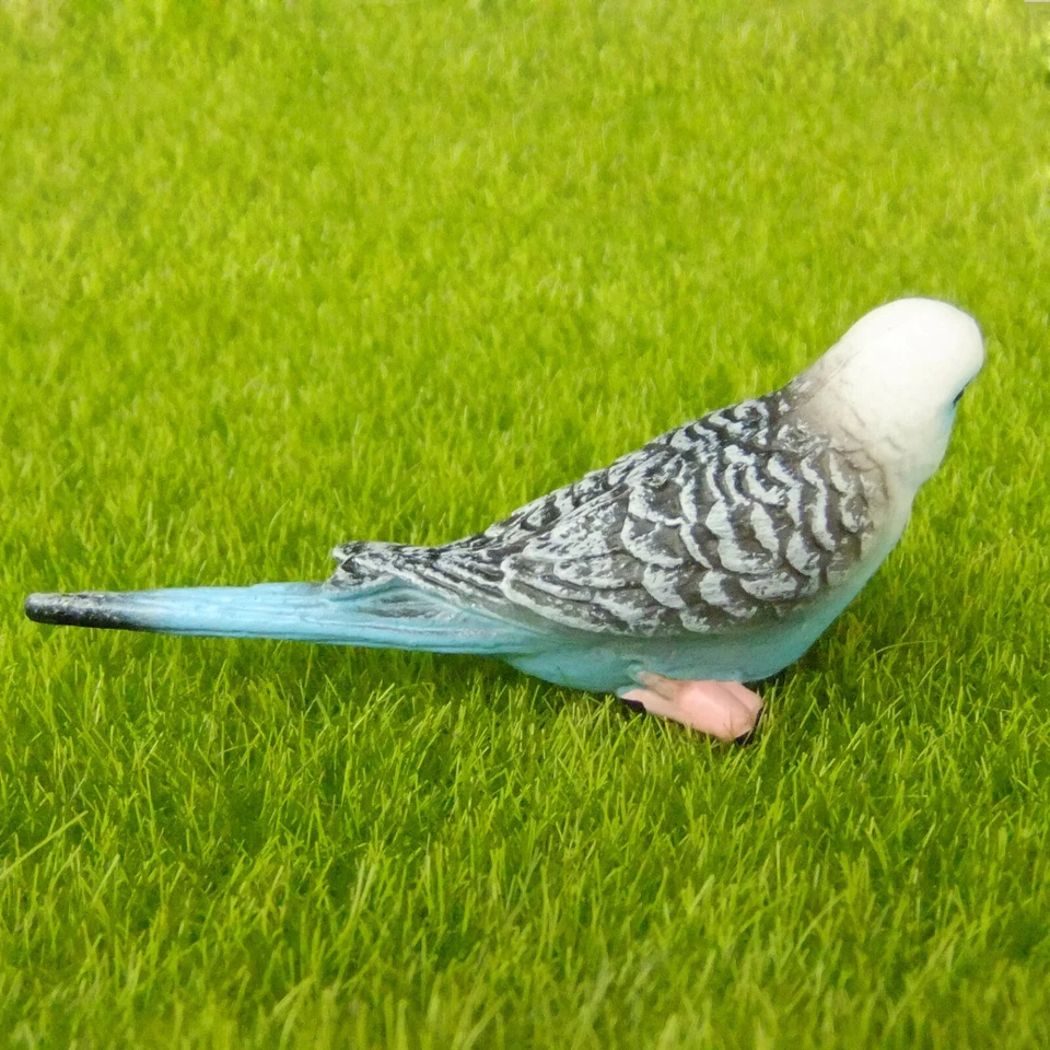 Estatuilla realista decoración terrario jardín hadas pájaro periquito periquito azul 2 piezas Foto 4 de 4