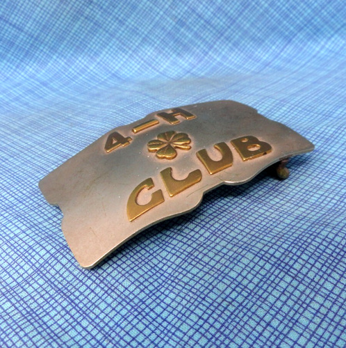 4H Club Belt Buckle Livestock Agri Nickel Silver Vtg 70s 80s Rockmount .NOX932 - Picture 6 of 10