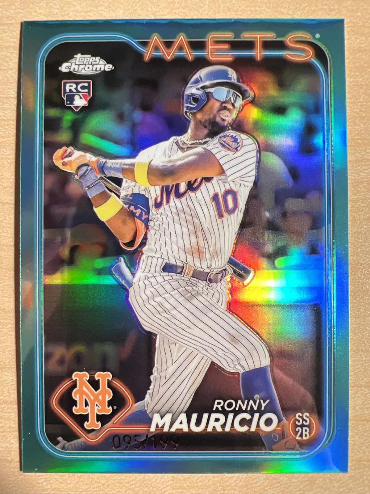 2024 Ronny Mauricio Rookie Topps Chrome True Aqua Teal /199 #28 RC New York Mets