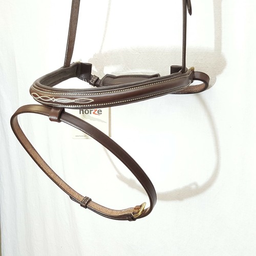 HORZE Fancy Stitch Crank Flash Noseband Cavesson MARRÓN XFULL Elevado Acolchado OS WB - Imagen 1 de 9