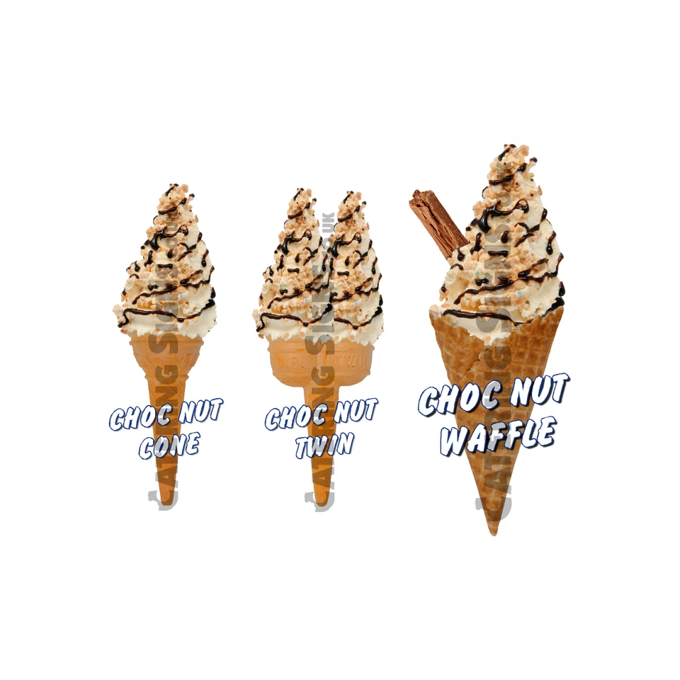 Choc Nut Whippy Ice Cream Cone Stickers Set of 3 - Single, Twin & Waffle