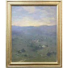 Charlotte Buell Coman Tonal Blue Landscape with Houses