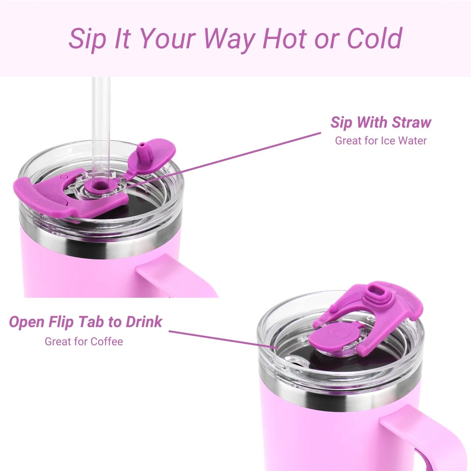 Drinco 40 30oz Insulated Stainless Steel Tumbler w/ Handle, Straw & Twist Lid - - Image 2 of 4