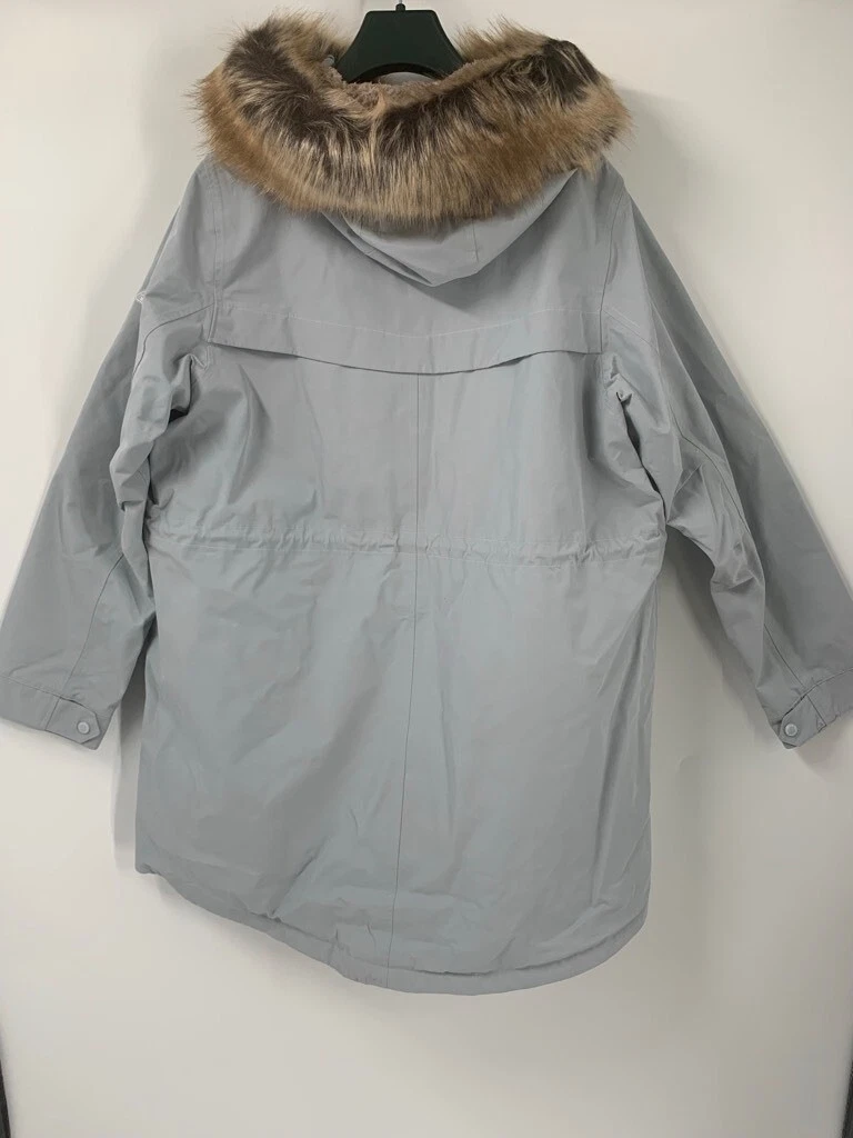 Barbour Womens Swanage Jacket Gray Snap Flap Pockets Mock Neck