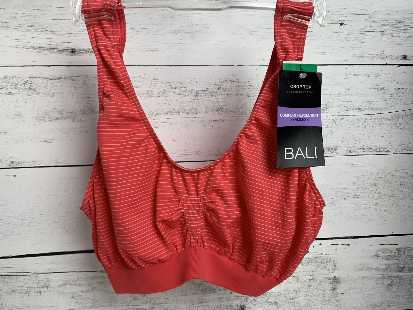Bali Bra Comfort Revolution Microfiber Crop Top 103J L 99041 Pink/White Strips eBay
