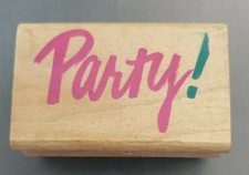 Rubber Stampede Posh Impressions Stamp Z129D Party Word Wood Mounted 2-3/8" 1.5"