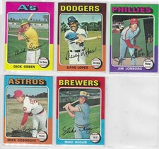 1975 Topps Baseball Cards Singles #1 to #100