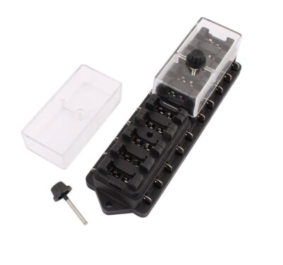 10-Way Standard Blade Fuse Box Holder – 12V/24V Heavy Duty For Car, Van, Marine – Kit With Fuses 2 thumbnail image