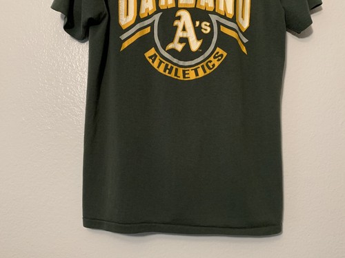 Vintage 80s Oakland Athletics A's T Shirt L XL Champion Brand 50/50 Green 1980s - Picture 5 of 7