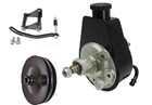 Small Chevy Chrome Saginaw Power Steering Pump +Bracket +2 Groove Pulley 350 400