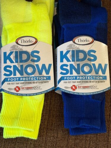 NEW THORLOS Bundle of 2 UNISEX YOUTH KIDS SNOW SOCKS OVER CALF Small 10-13 - Picture 2 of 6
