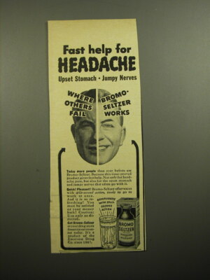 1950 Bromo-Seltzer Medicine Advertisement - help for headache