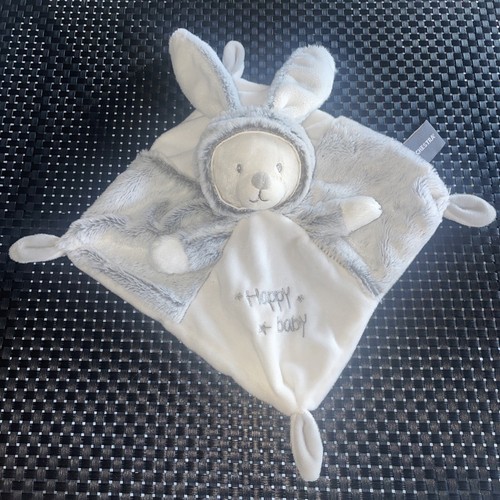 CA7 DOUDOU PLAT CARRÉ ORCHESTRA OURS LAPIN GRIS BLANC HAPPY BABY ETOILES - Picture 1 of 4