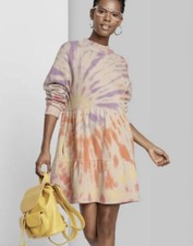 Women's Tie Dye Long Sleeve Cozy Sweatshirt Dress Wild Fable Pale Peach M*