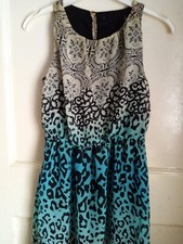 Dress Multi Colour Print Sleeveless Size 8 Polyester Elastic Chest Womans