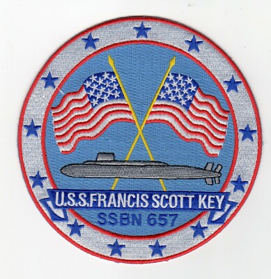 USS Francis Scott Key SSBN 657  Crest - BC Patch  5 inch Fully Emb b815