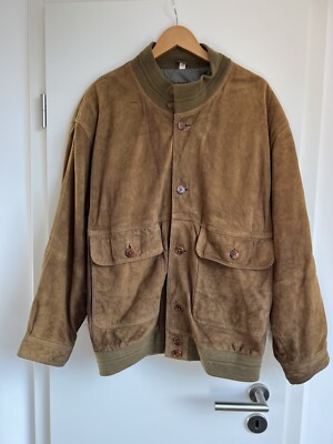 Vintage Leder-jacke Wildleder-jacke 80er L 54 Suede Blouson Beige Braun 