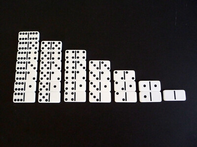 Massives Acryl Doppel 6 Domino Set - 2'' x 1'' weiß mit schwarzen Punkten [DS-66]