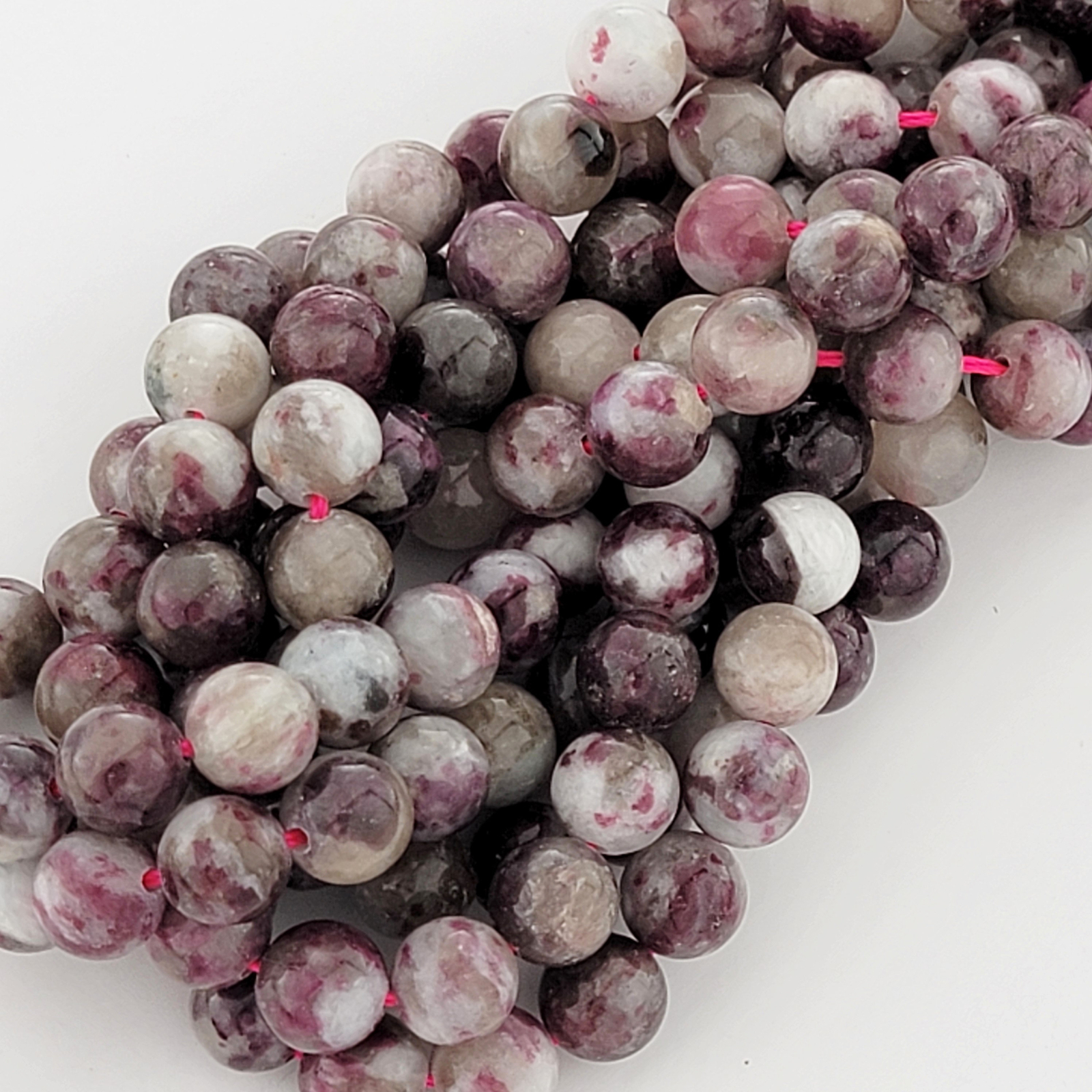 Plum Tourmaline Beads Natural Smooth Round Gemstone Beads 6mm 8mm 10mm Rubellite